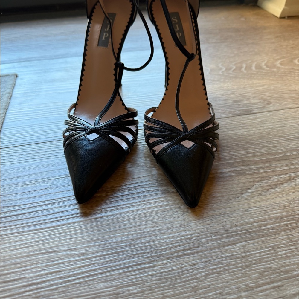 SJP by Sarah Jessica Parker CARRIE Black Strappy Heels